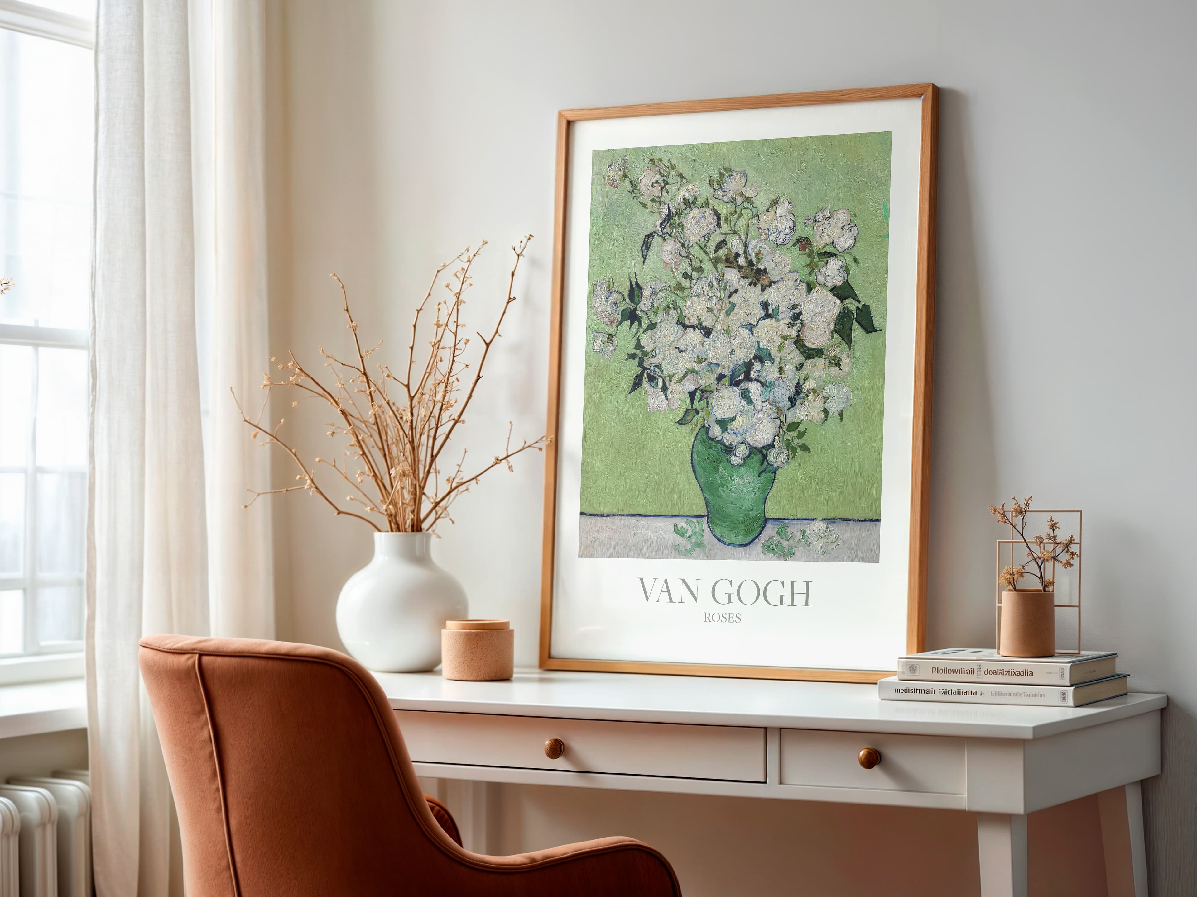 Van Gogh Roses Print, Vintage Floral Poster, Botanical Wall Art