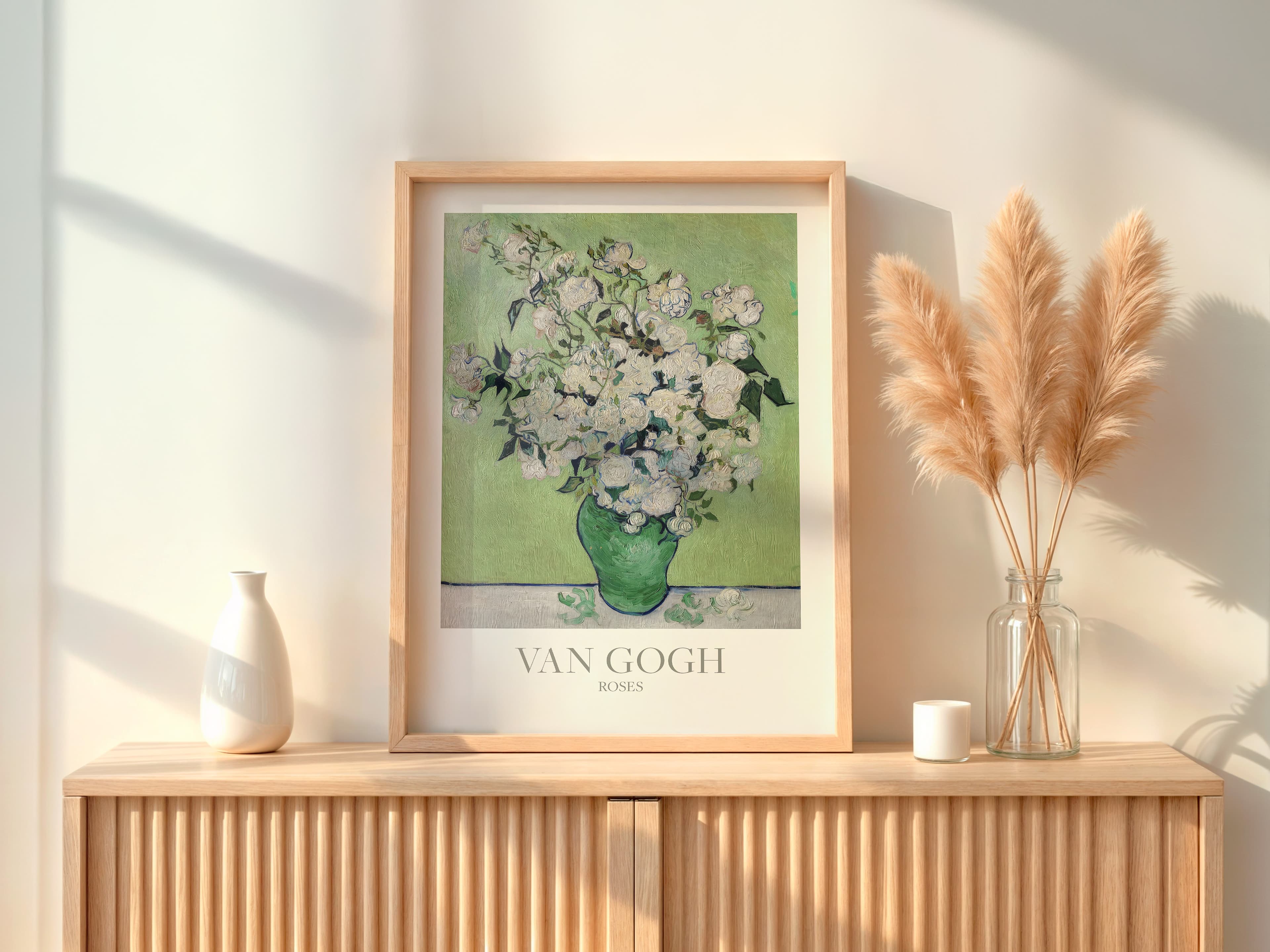 Van Gogh Roses Print, Vintage Floral Poster, Botanical Wall Art