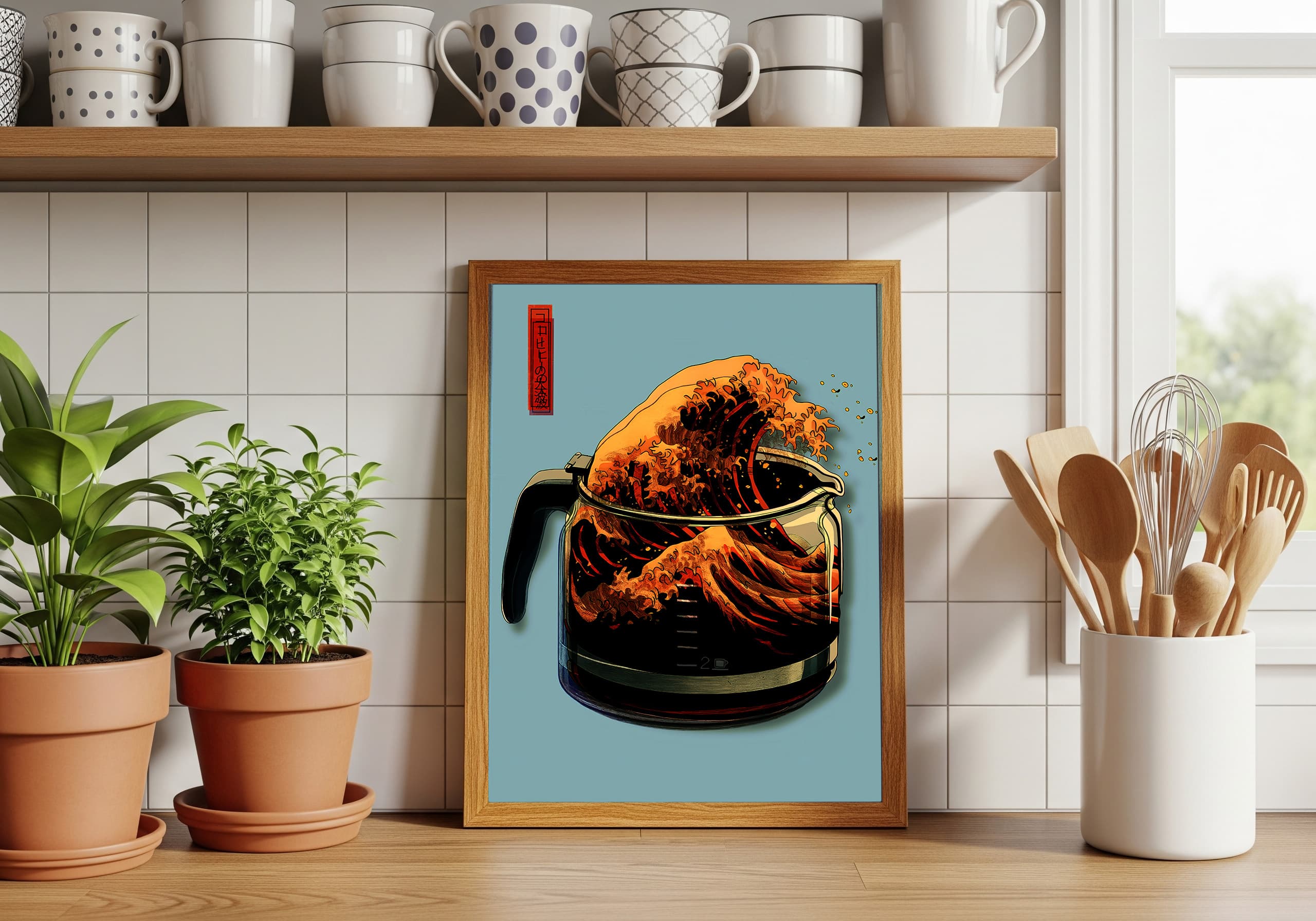 Japanese Wave Coffee Print