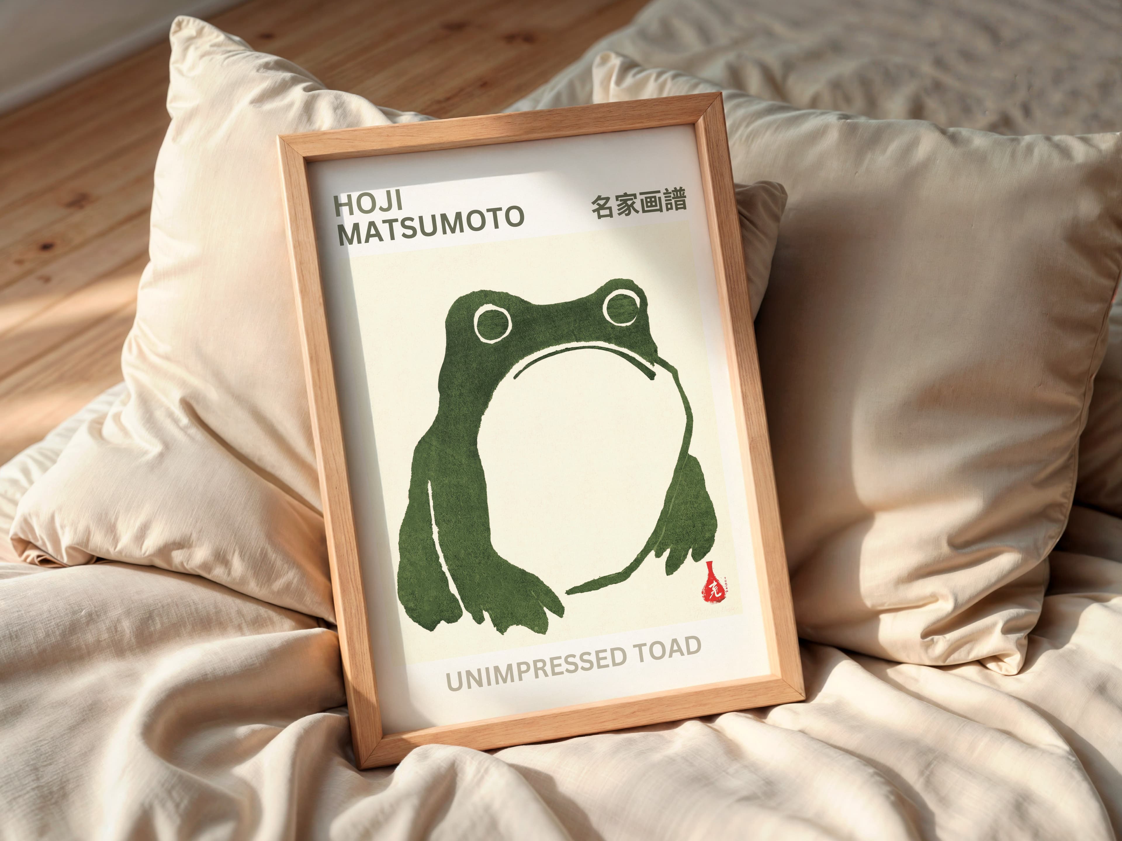 Zen Frog Poster, Japanese Minimalism Wall Art, Calm Living Room Decor