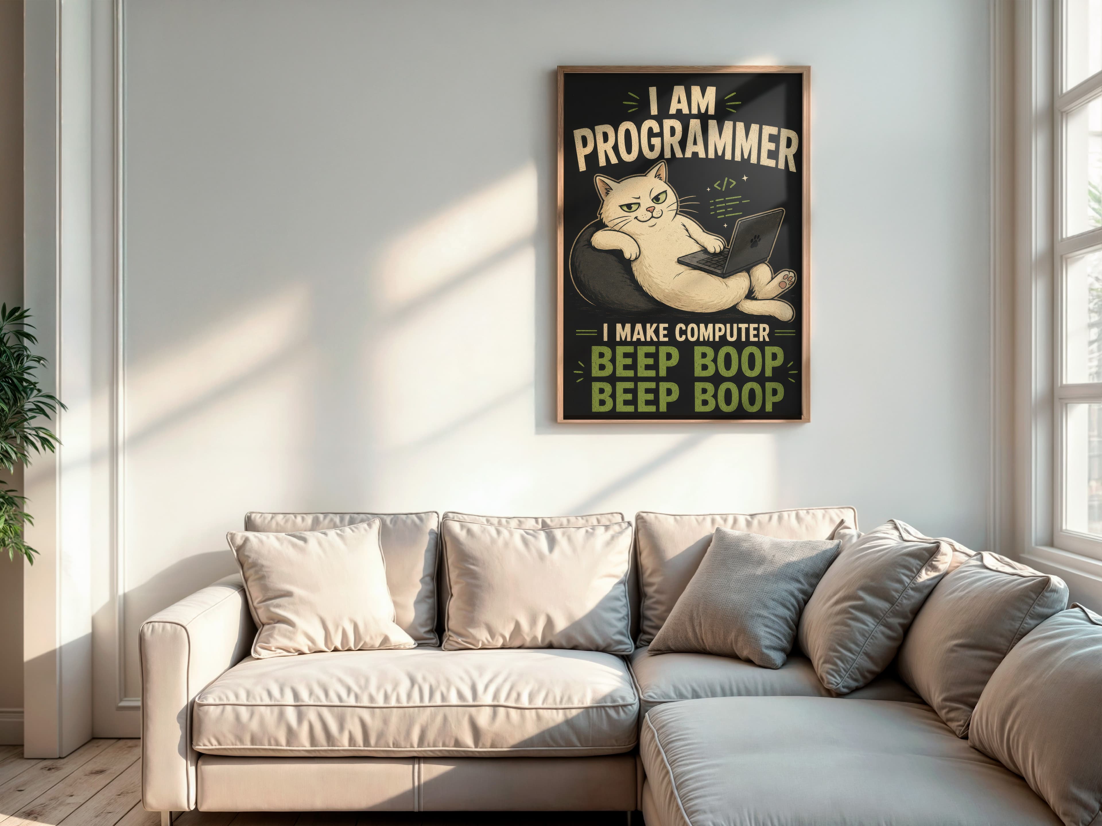 Cat on Laptop Print