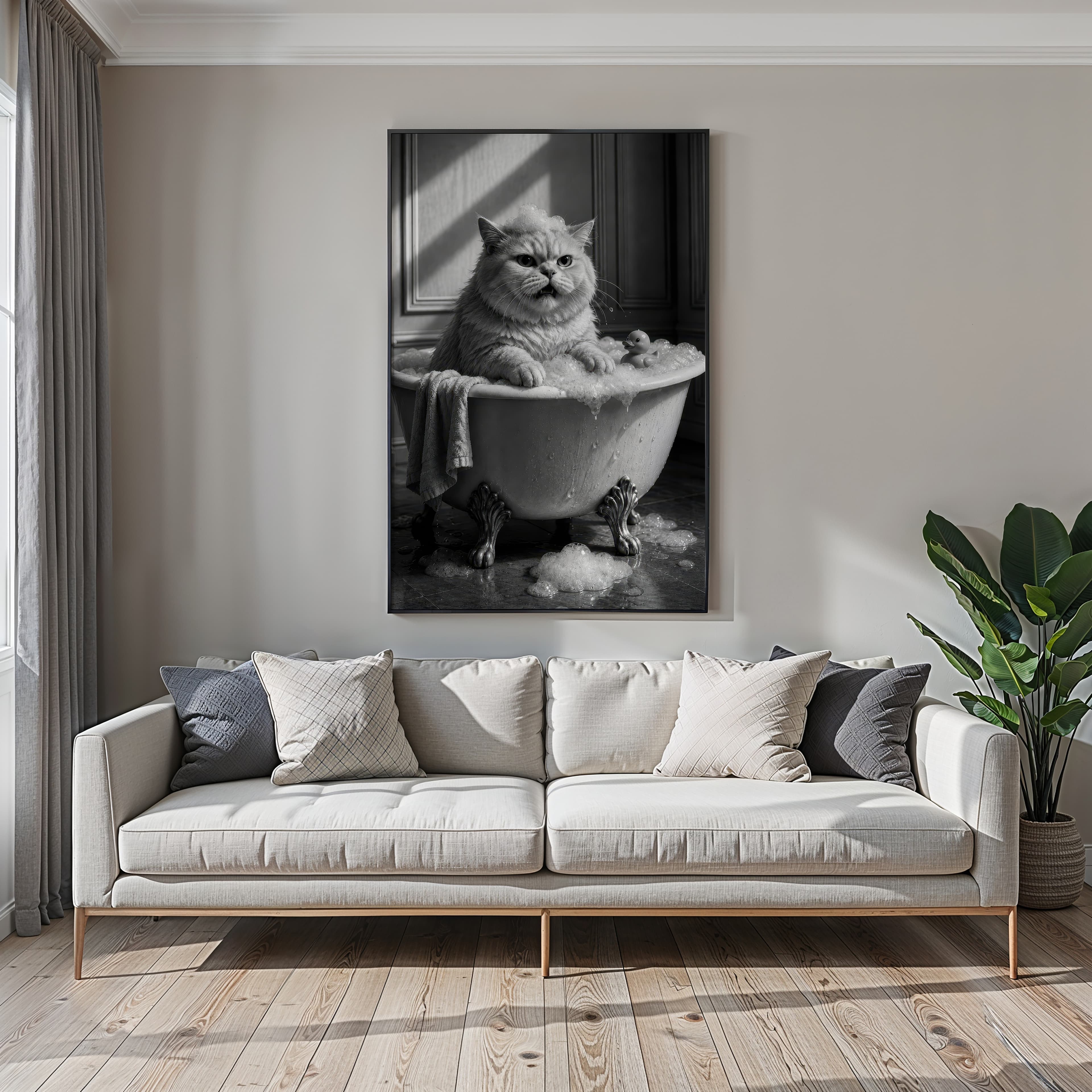 Cat in Bathtub Print