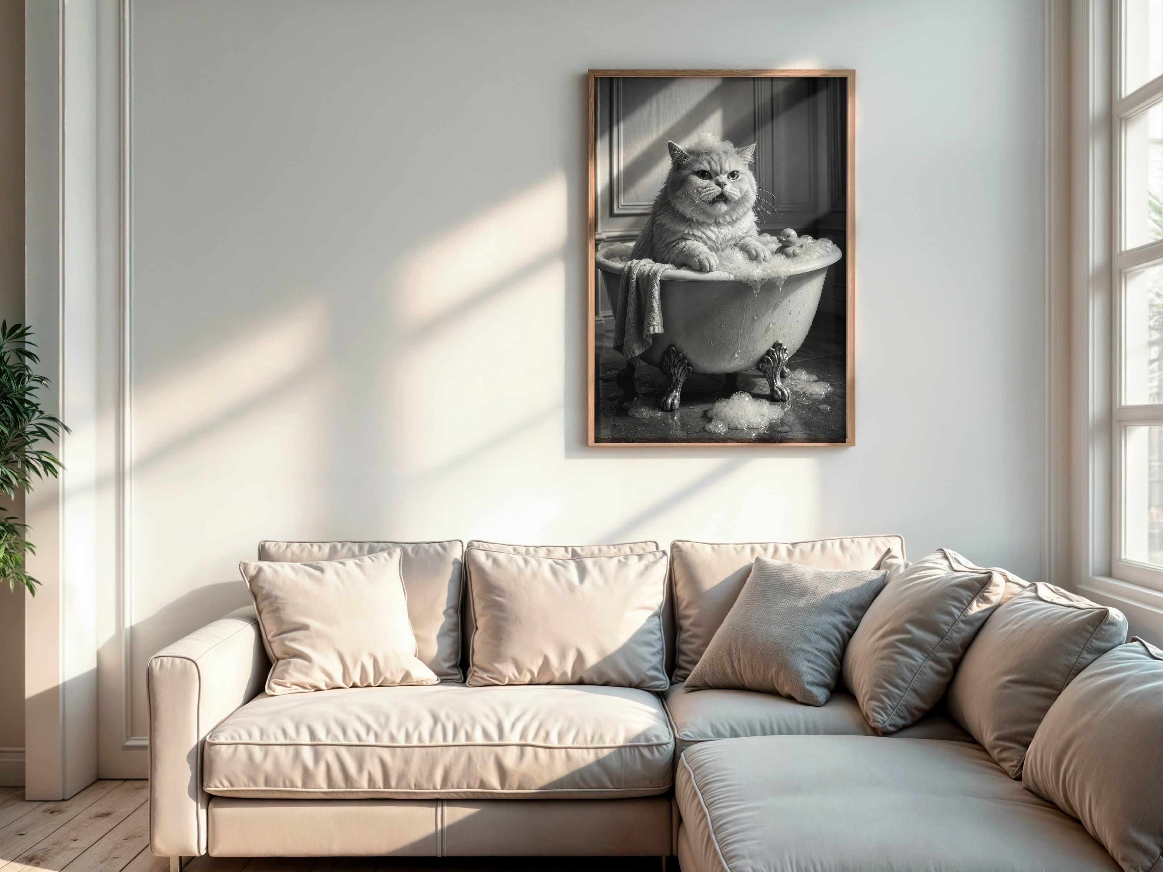 Cat in Bathtub Print