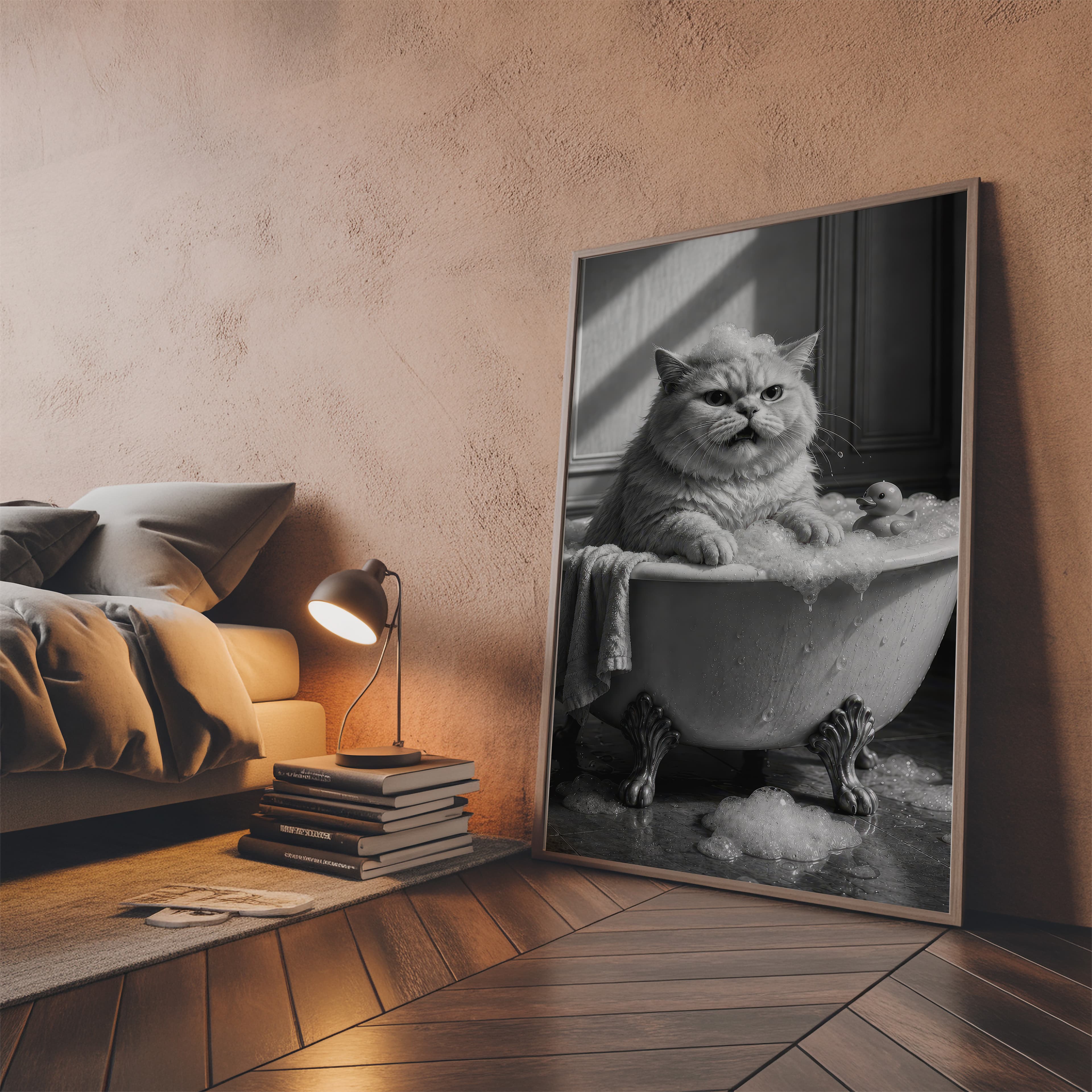 Cat in Bathtub Print