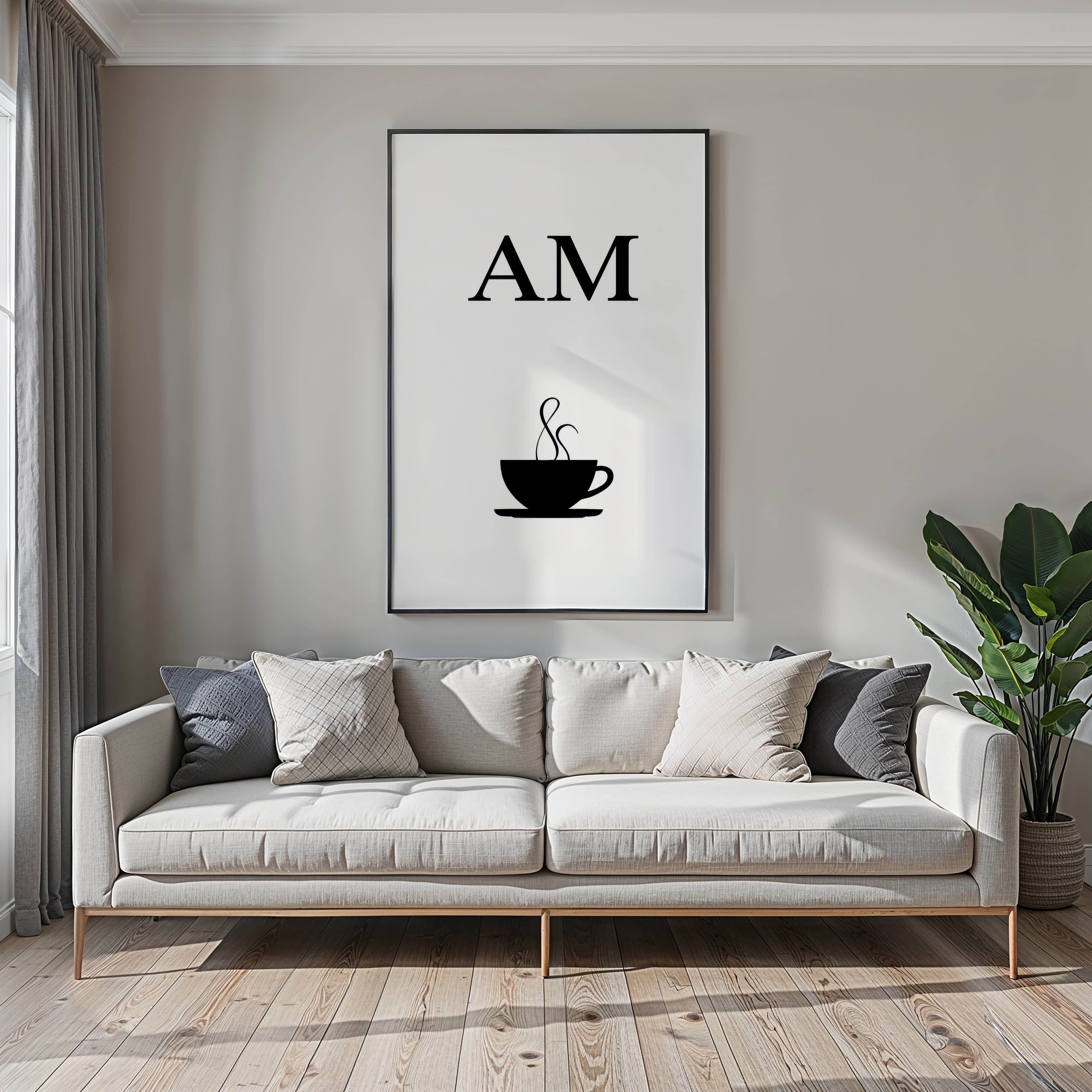 Coffee Cup Line Art AM, Minimalist Kitchen Poster