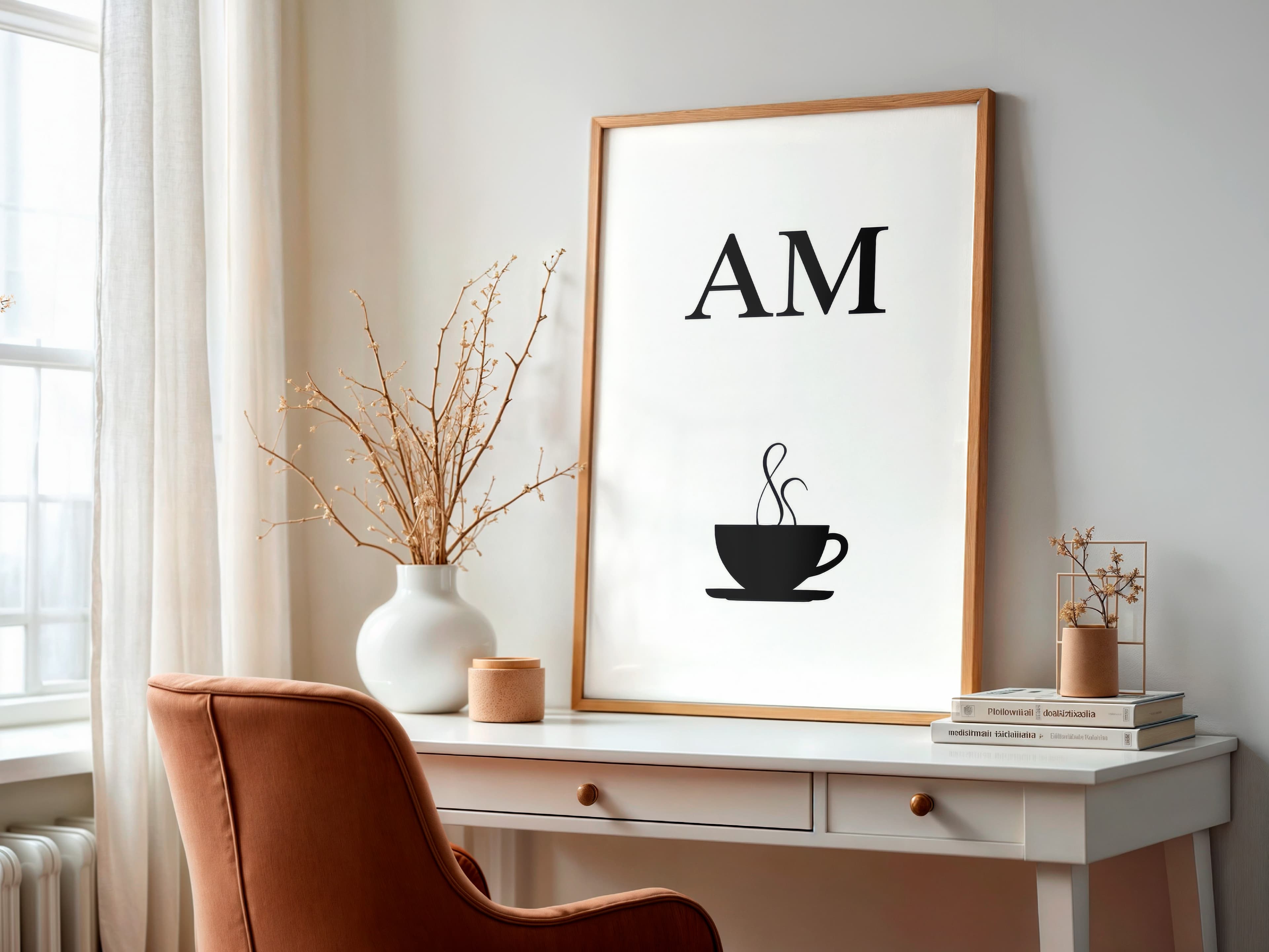 Coffee Cup Line Art AM, Minimalist Kitchen Poster