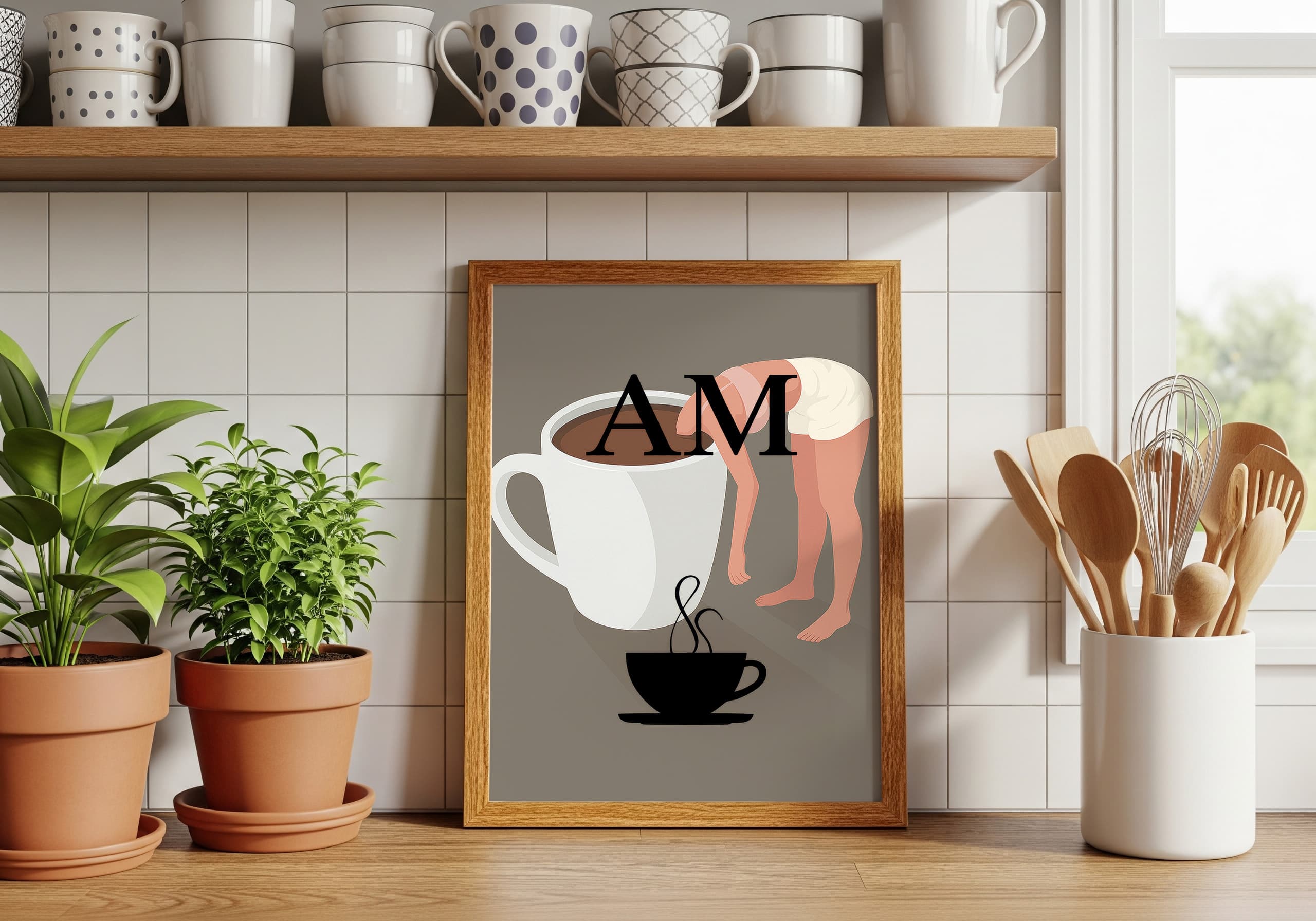 Coffee Cup Line Art AM, Minimalist Kitchen Poster