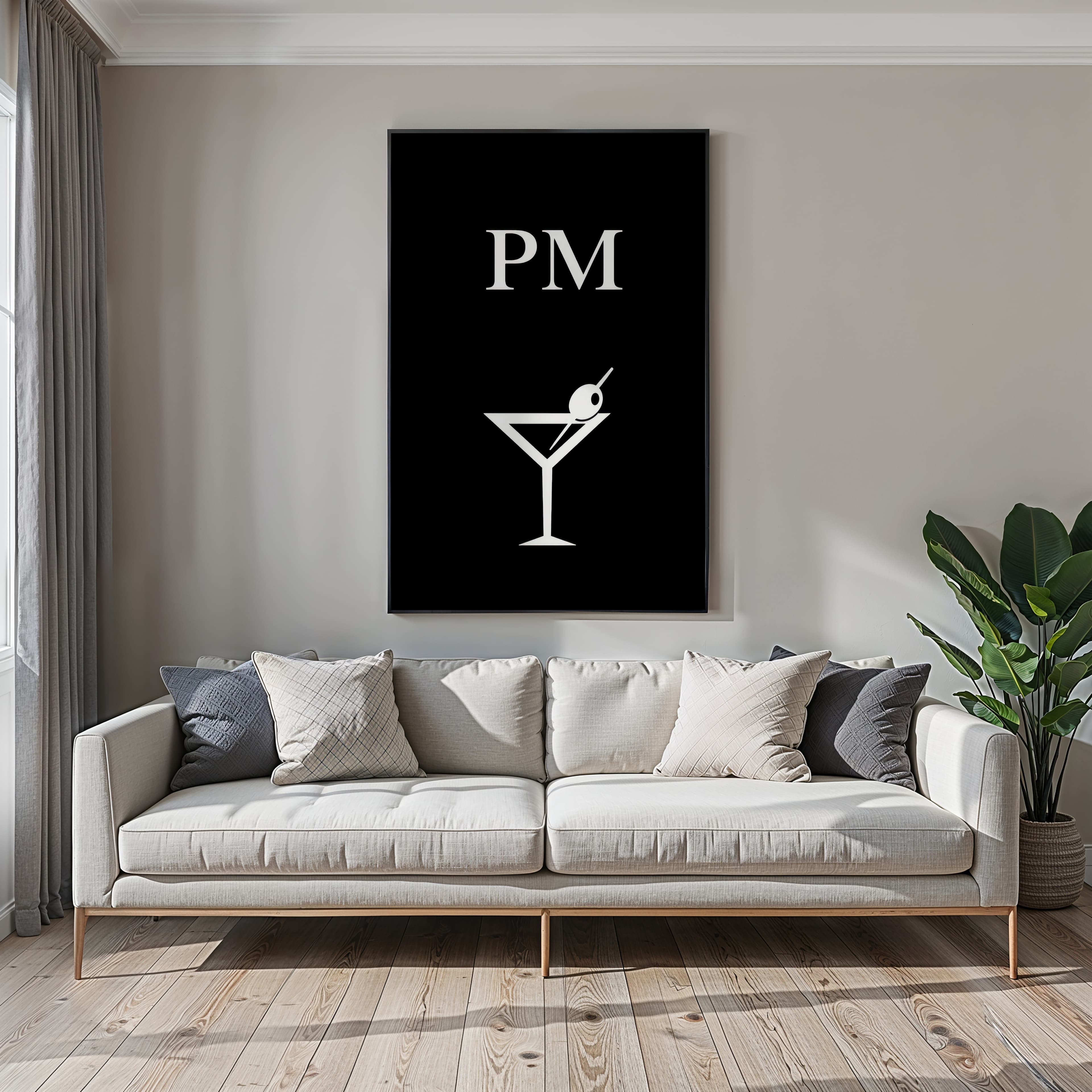 Cocktail Line Art PM, Minimalist Bar Cart Poster