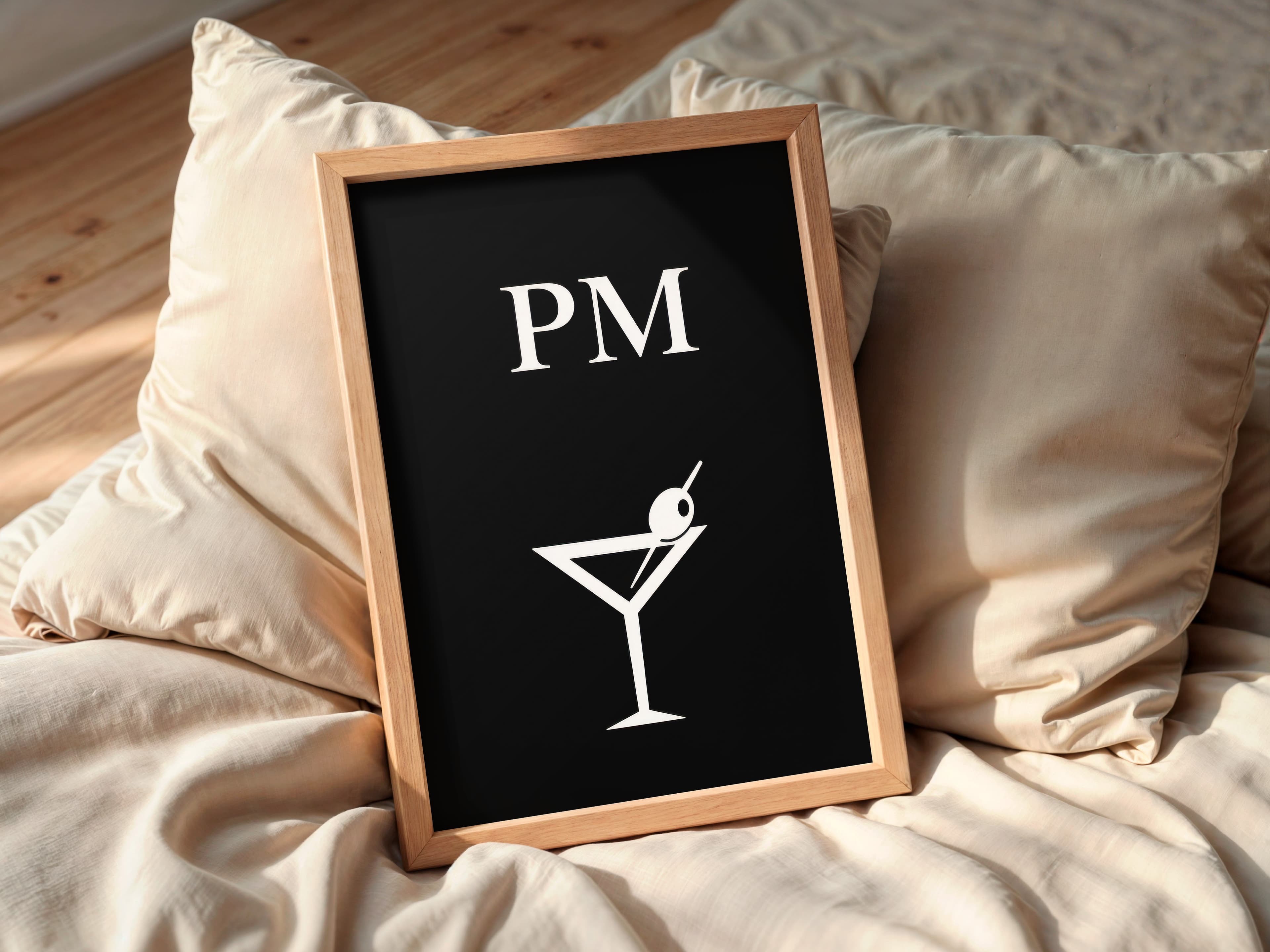 Cocktail Line Art PM, Minimalist Bar Cart Poster