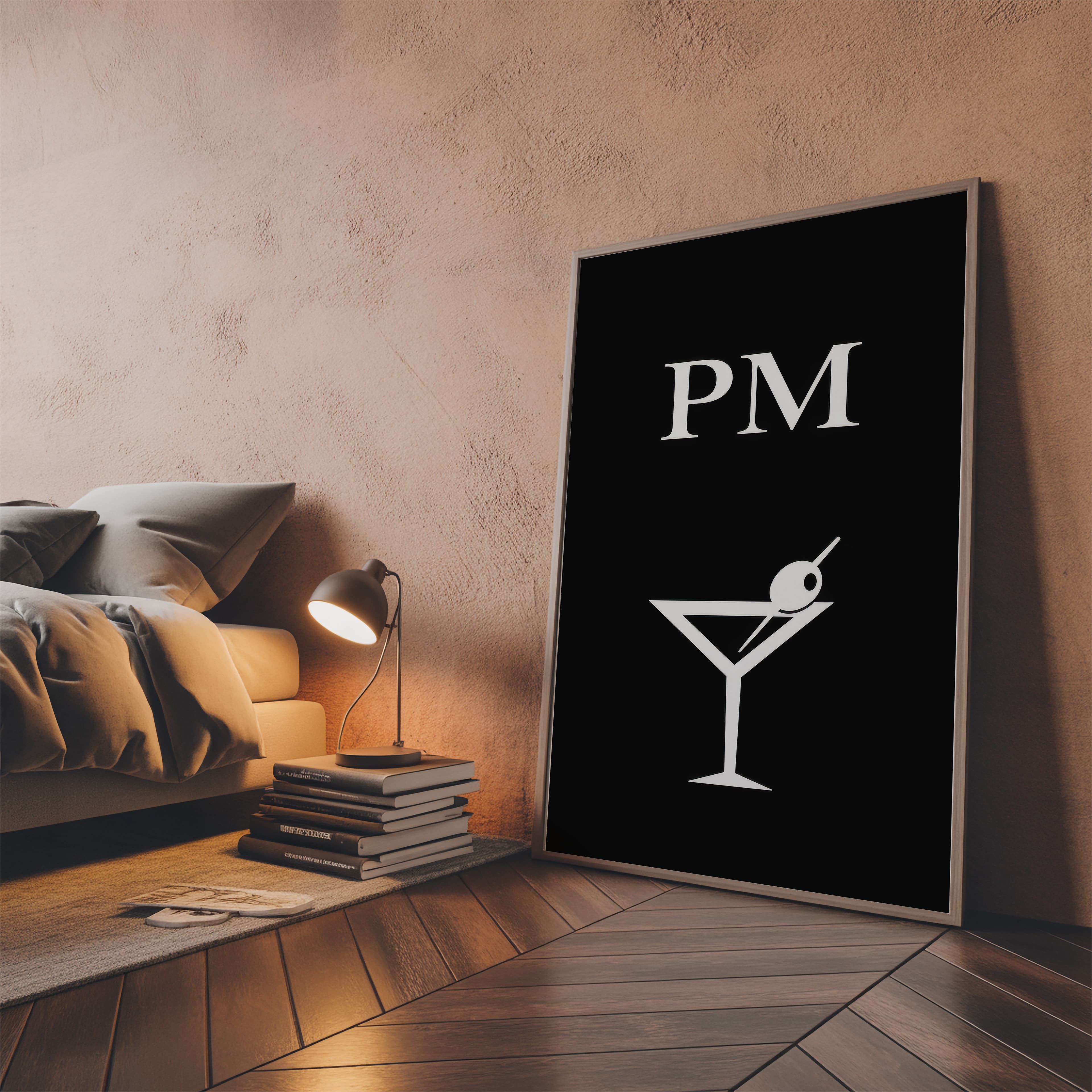 Cocktail Line Art PM, Minimalist Bar Cart Poster