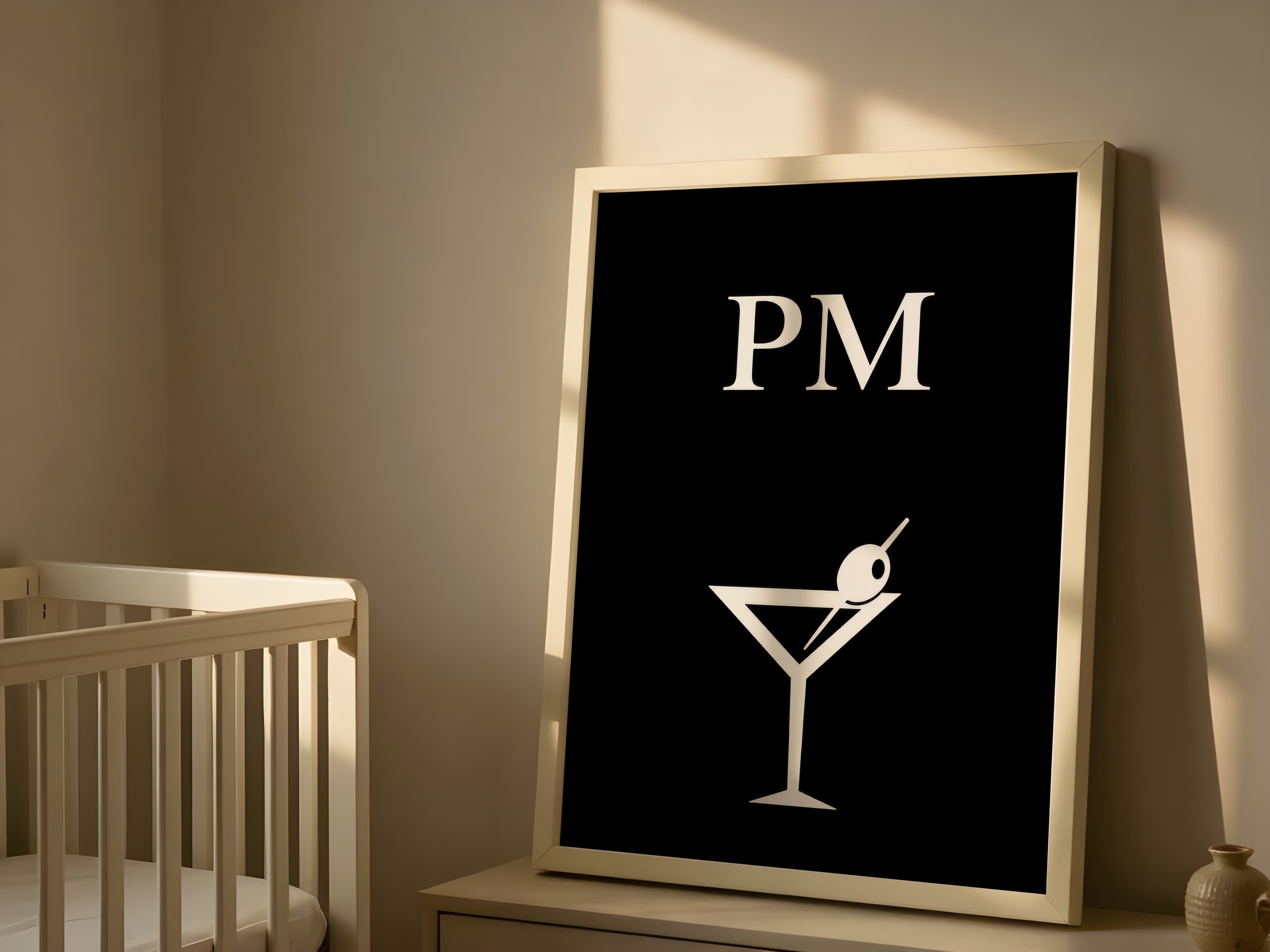 Cocktail Line Art PM, Minimalist Bar Cart Poster