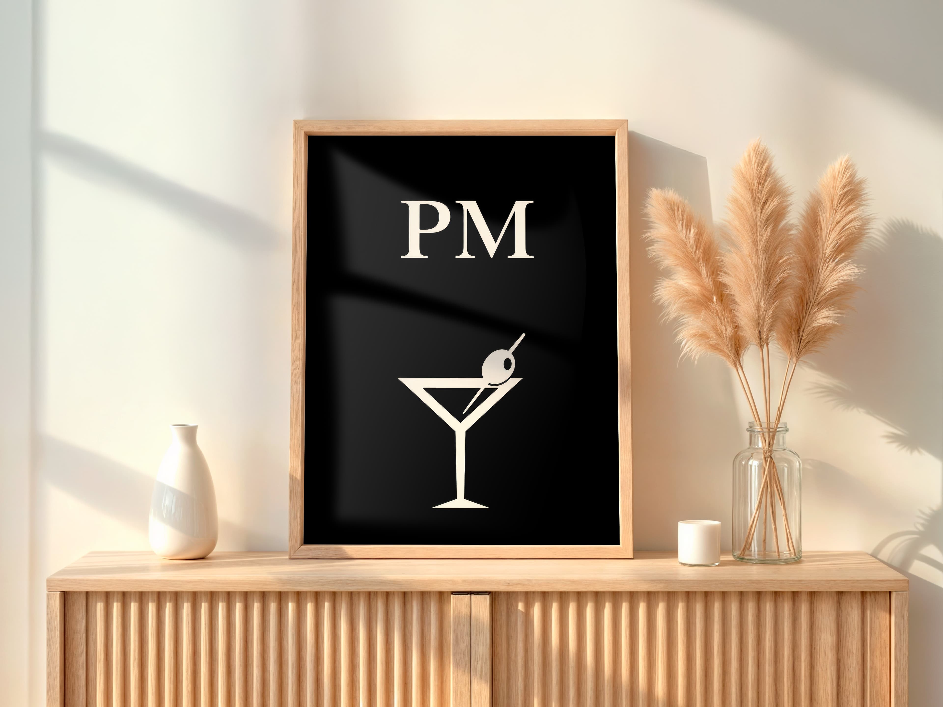 Cocktail Line Art PM, Minimalist Bar Cart Poster