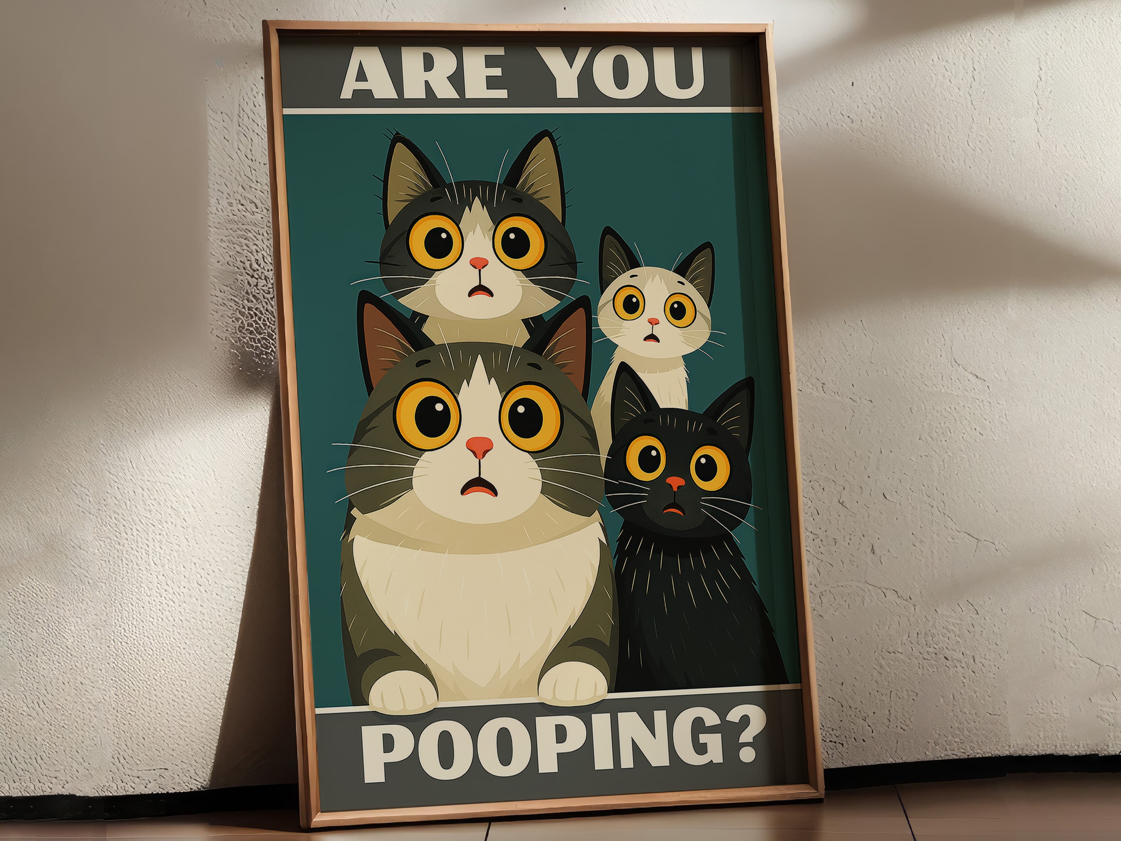 Funny Cat Bathroom Poster, Pooping Quote Wall Art