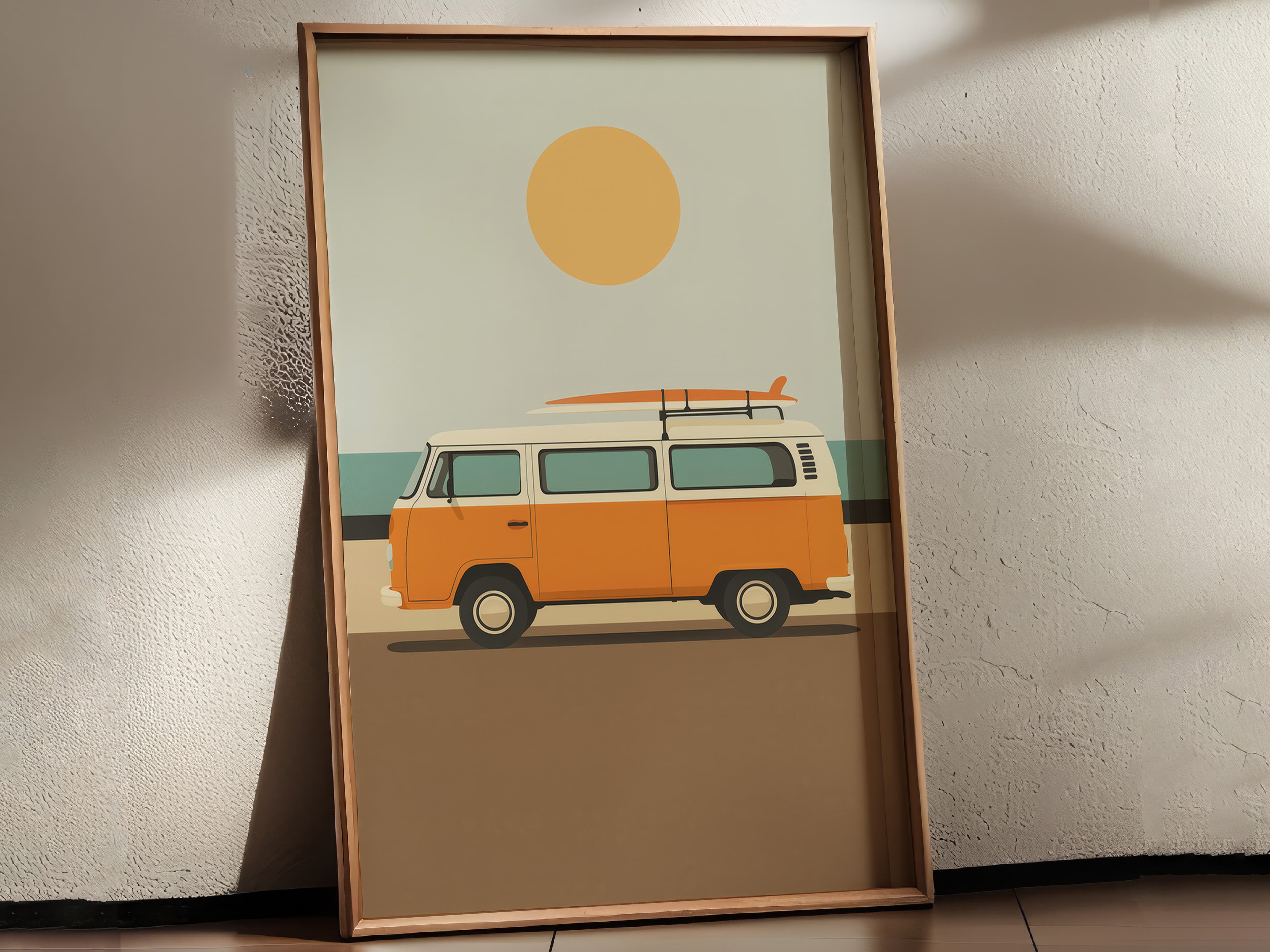 Retro Surf Van Print, Summer Beach Coastal Art