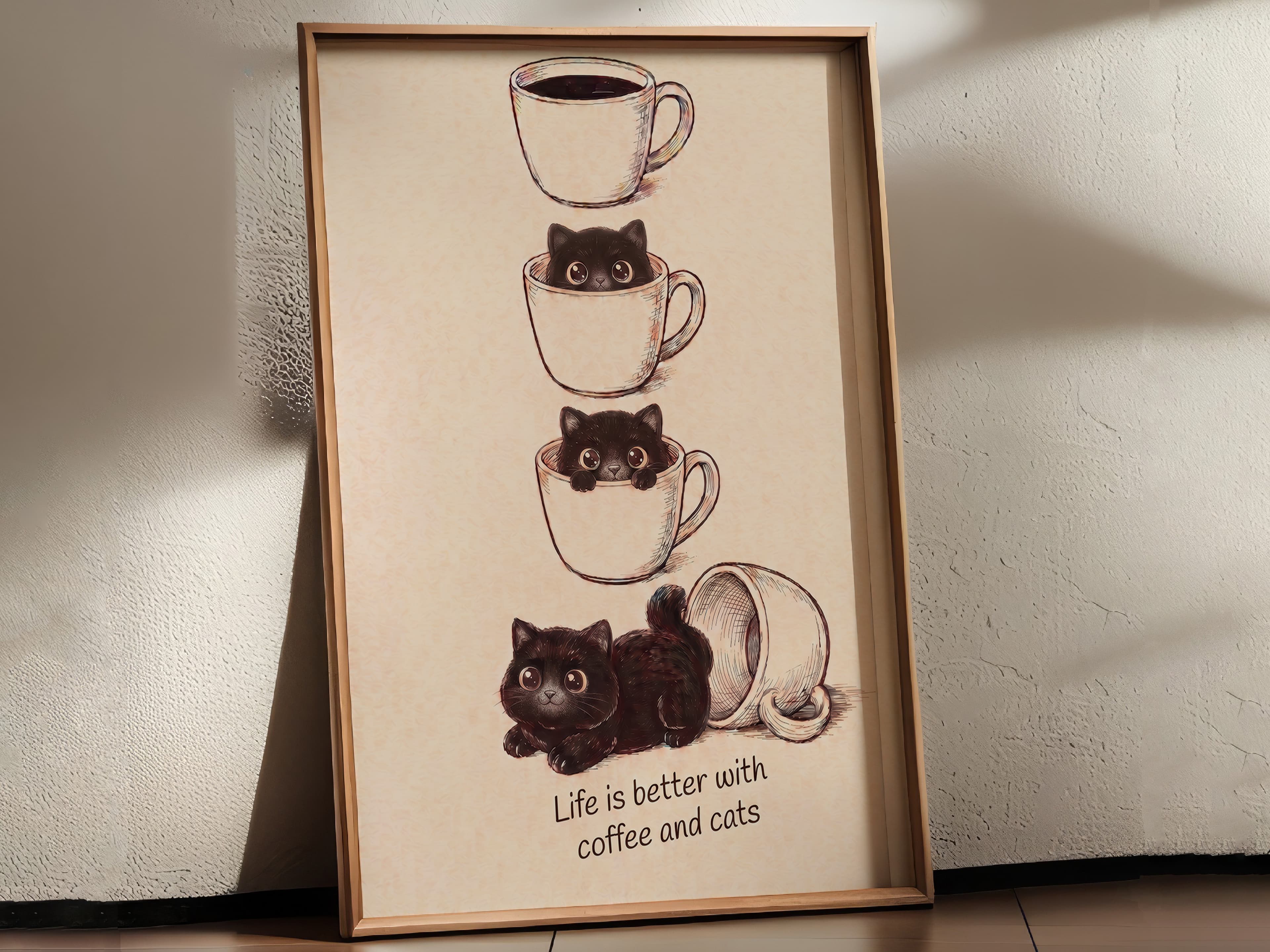 Black Cat Coffee Cup Poster