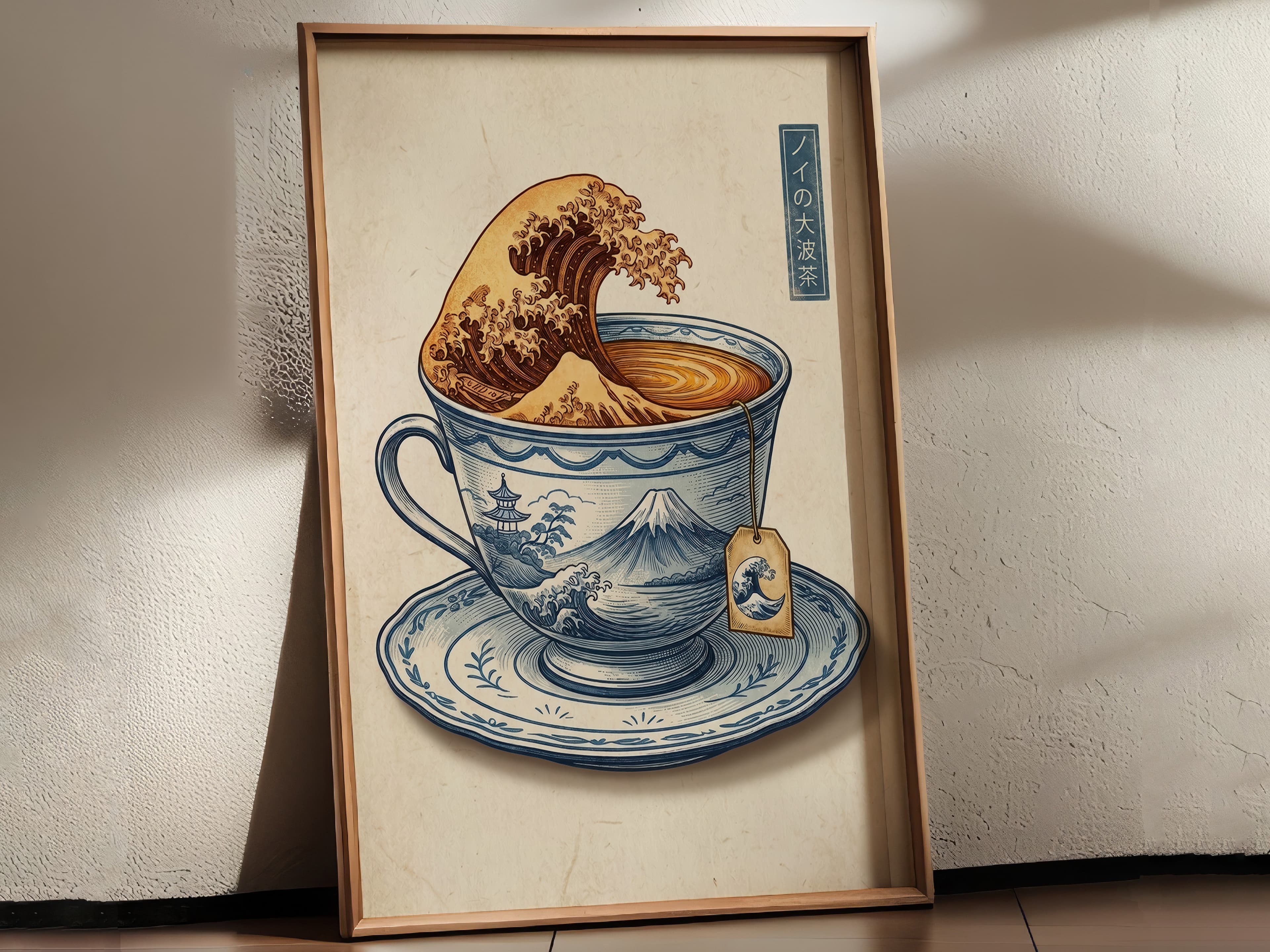 Japanese Wave Teacup Art Print – Hokusai Style