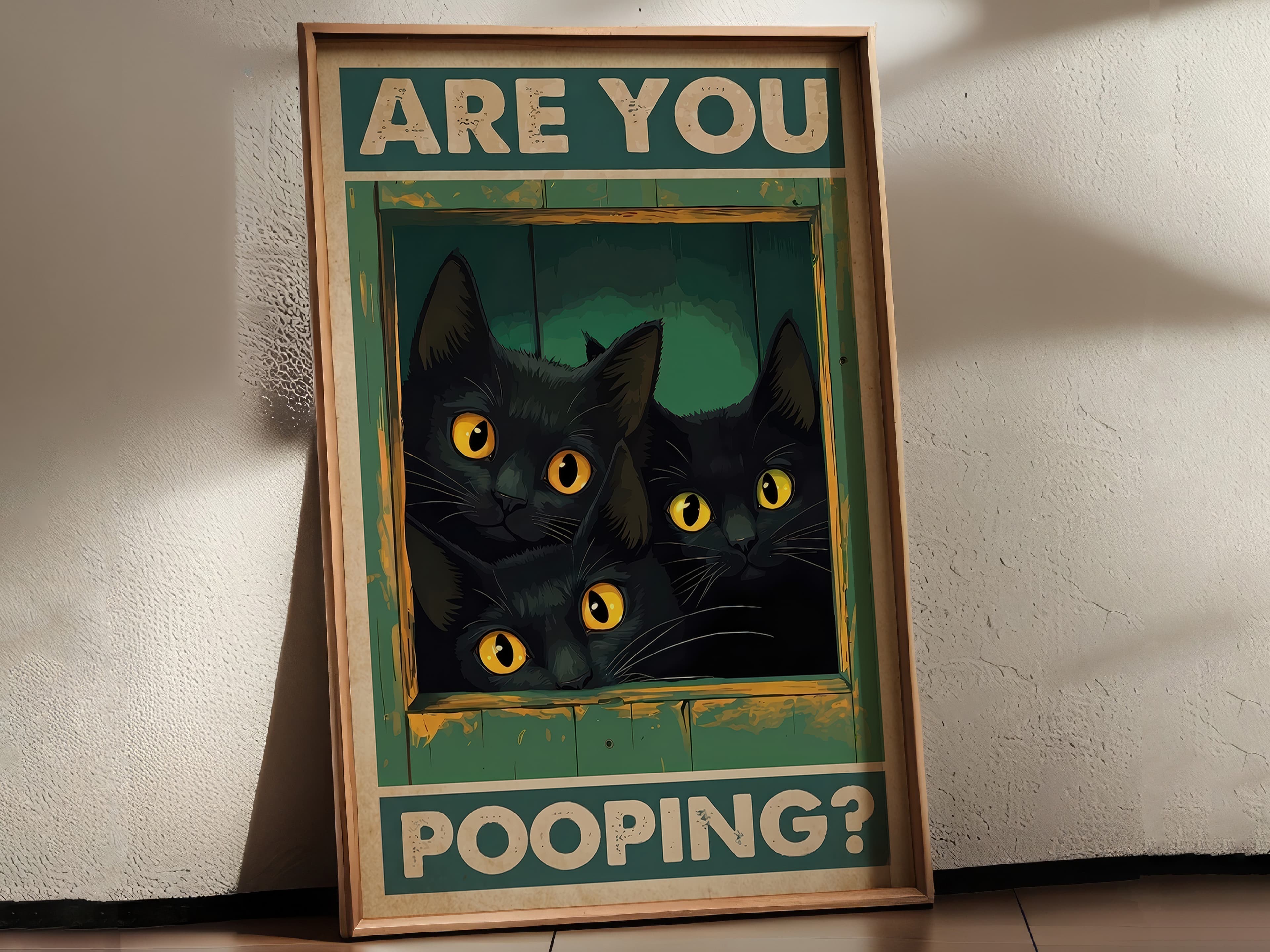 Black Cat Bathroom Print