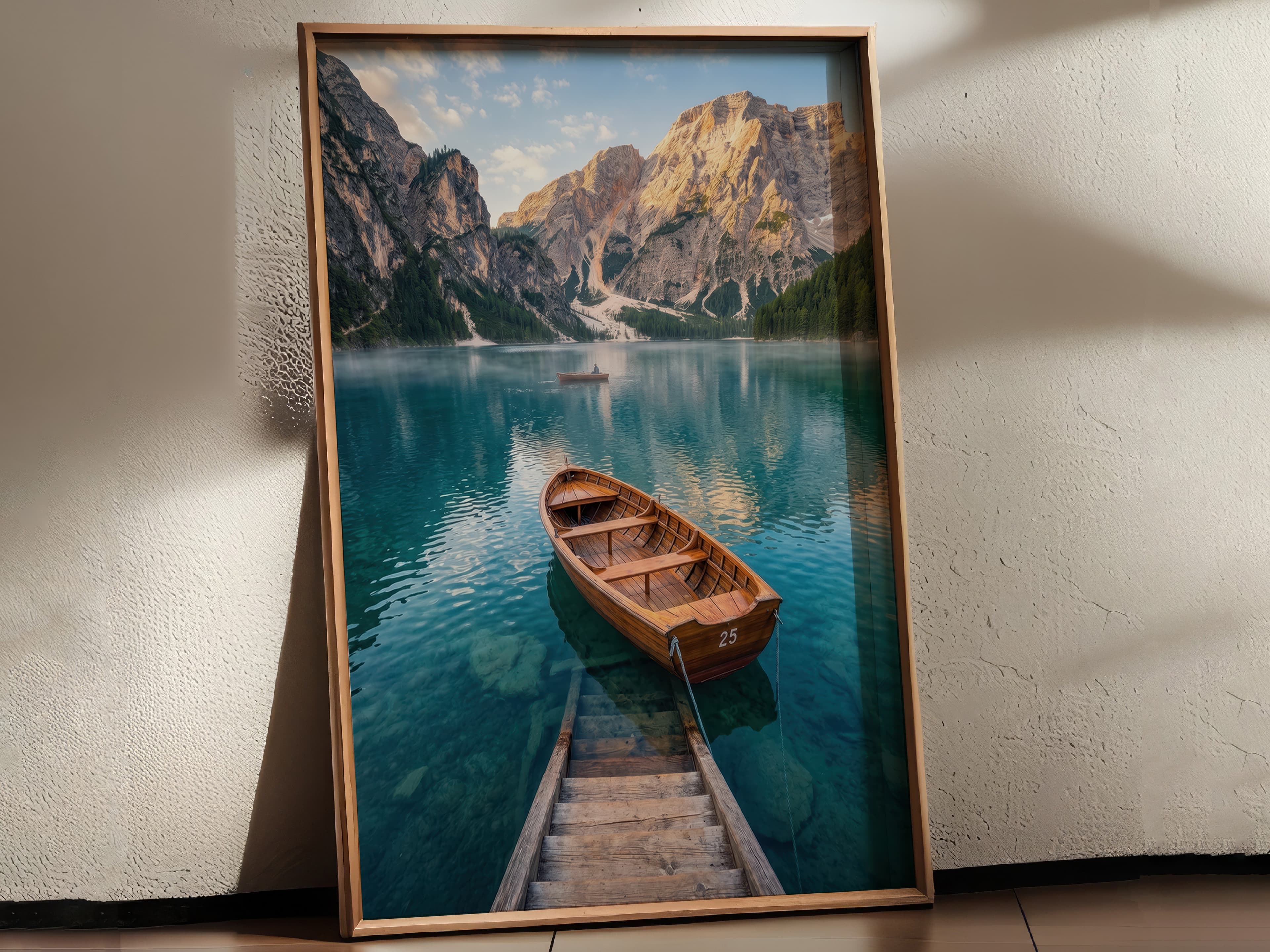 Mountain Lake Boat Print