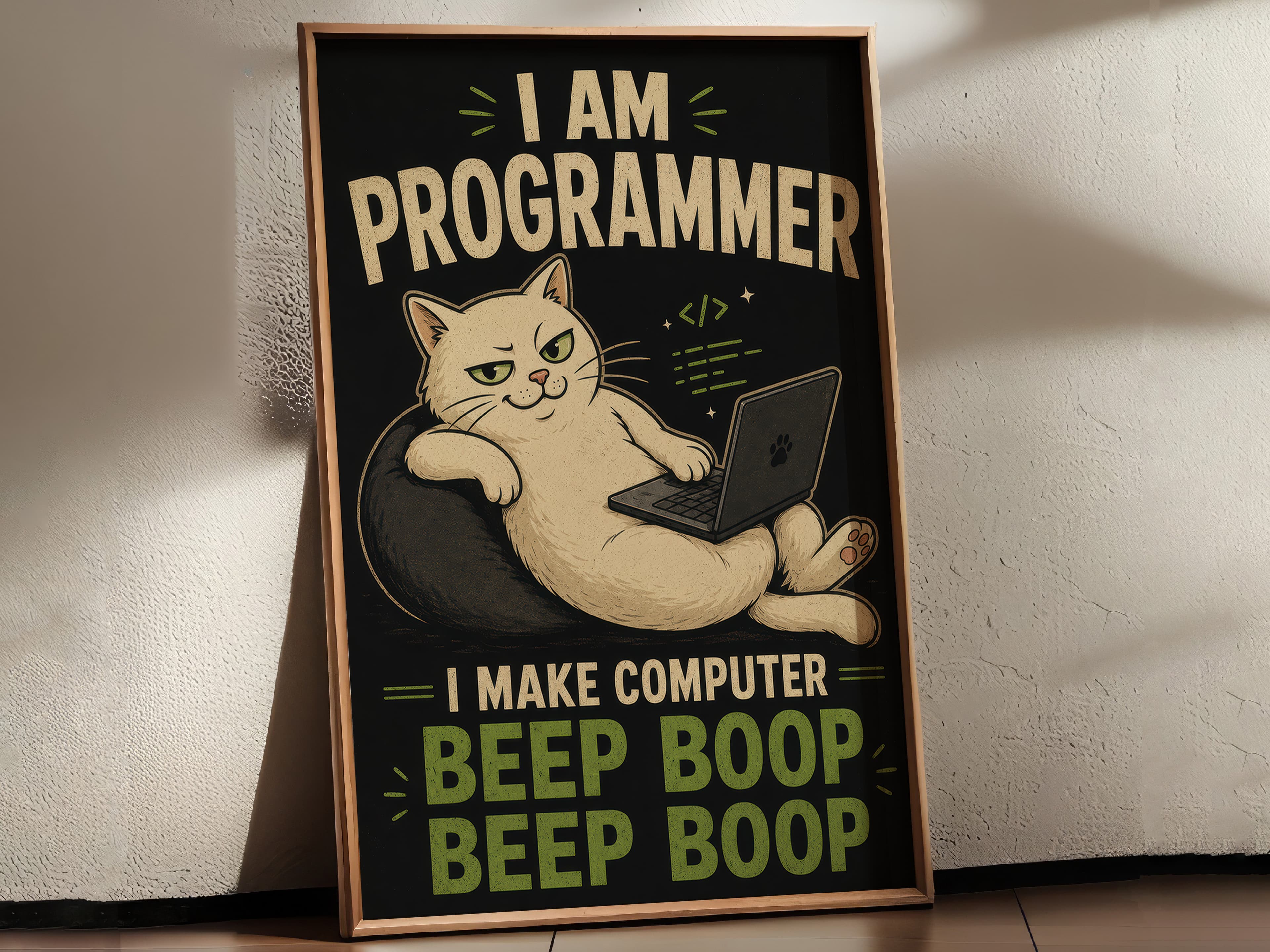 Cat on Laptop Print