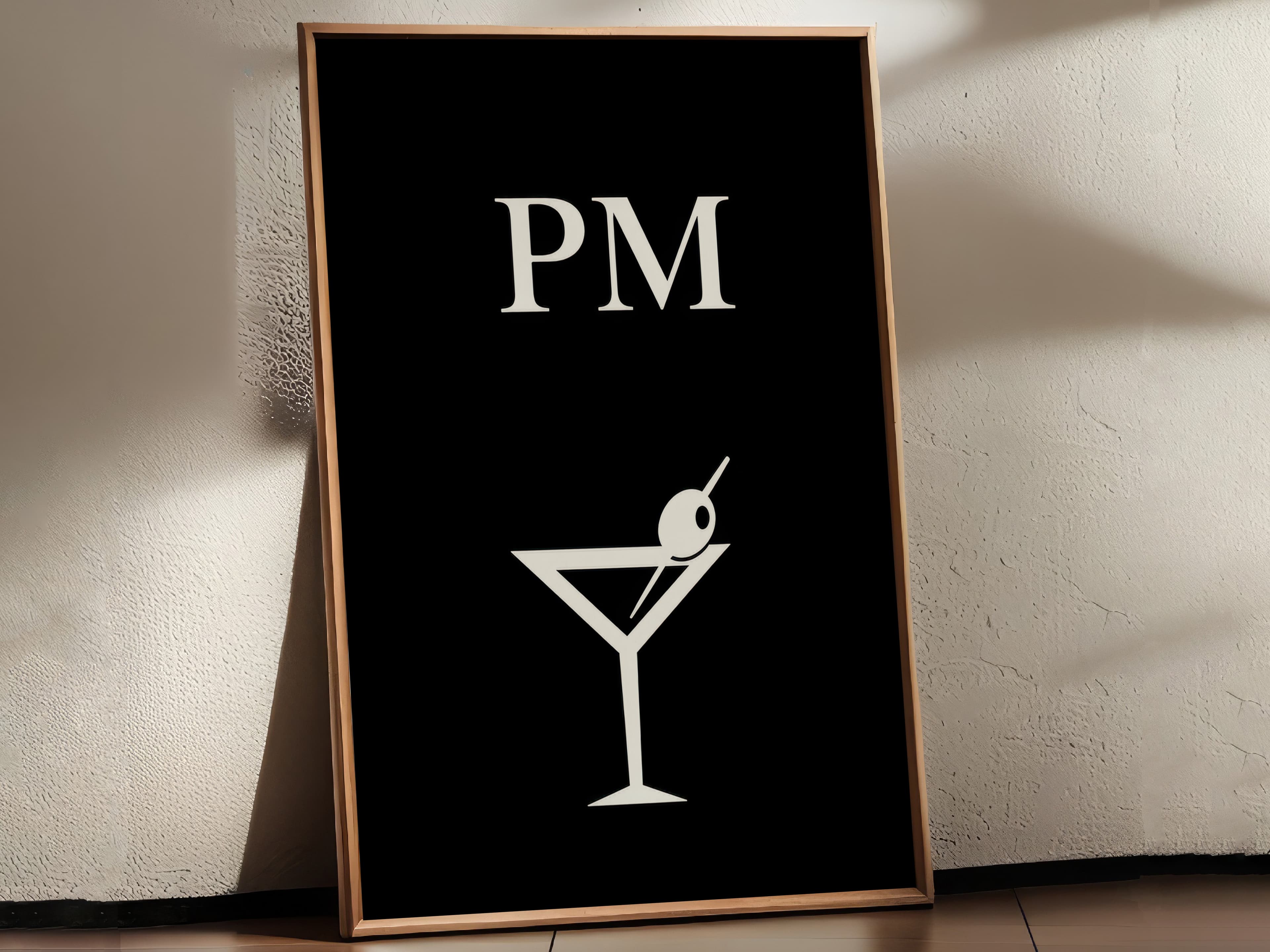 Cocktail Line Art PM, Minimalist Bar Cart Poster
